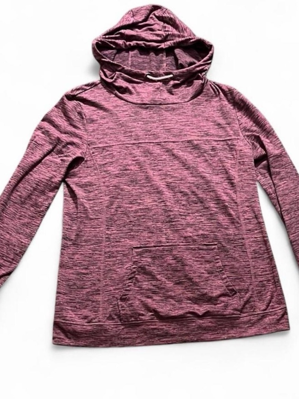 Cozy Heathered Pink Hooded Pullover Top